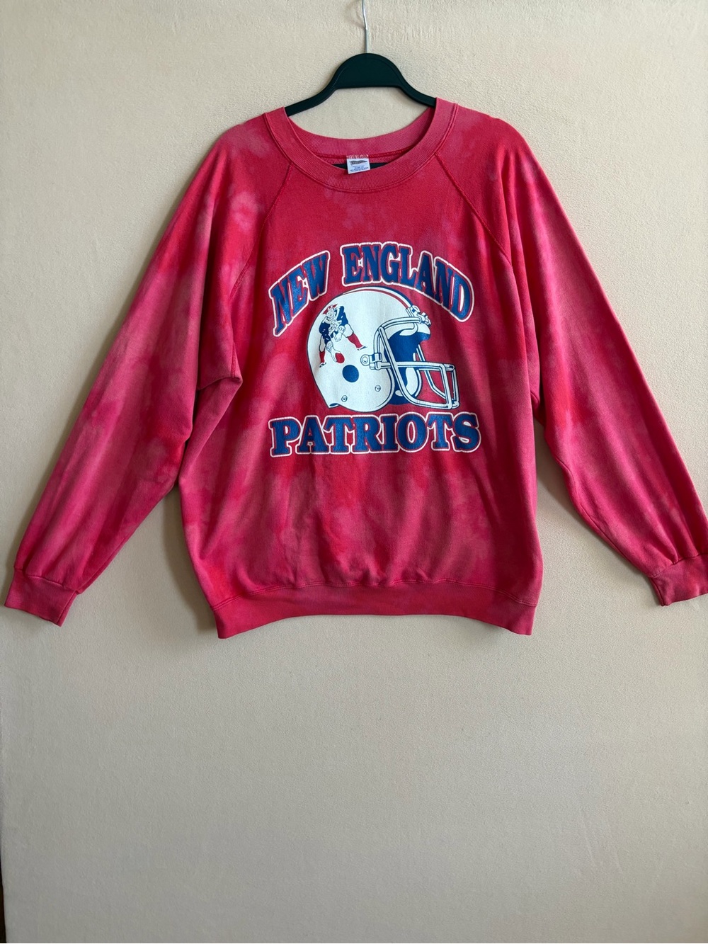 Vintage 90s Patriots Crewneck Red Tie Dye Sweatshirt Trench XL